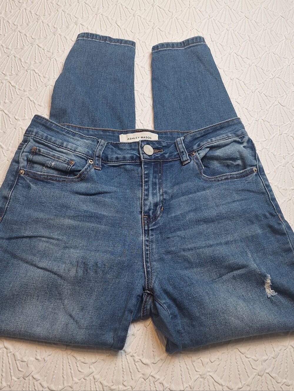 Ashley Mason Skinny Cropped Distressed Jeans, Size 9